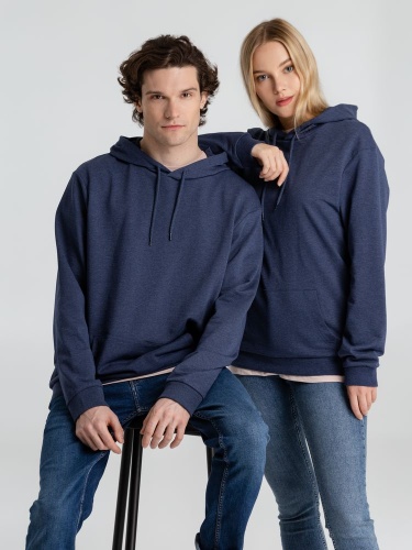 Толстовка с капюшоном унисекс Hoodie, синий меланж фото 17