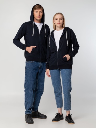 Толстовка на молнии с капюшоном Unit Siverga, темно-синяя фото 13