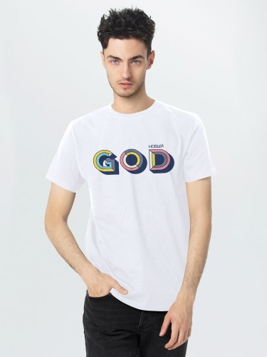 Футболка мужская «Новый GOD», белая фото 2