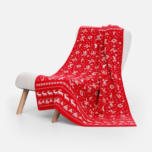 Плед Holidale, красный с молочным фото 2 Плед Holidale, красный с молочным фото 2