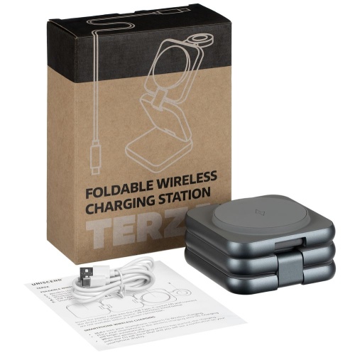 Складная станция беспроводной зарядки Terza, серебристая фото 3