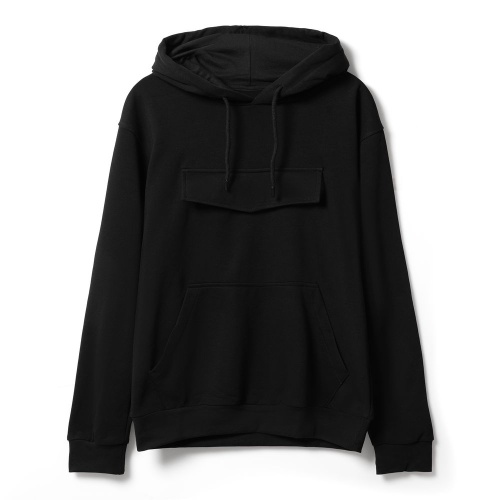 Худи унисекс с карманом на груди Chest Pocket, черное фото 3
