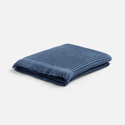 Плед вафельный Elenglect, темно-синий фото 2