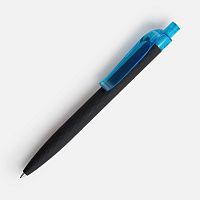 Ручка шариковая Prodir QS01 PRT-P Soft Touch, черная с голубым