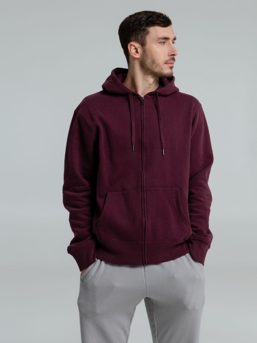 Толстовка на молнии с капюшоном унисекс King, бордовая фото 9