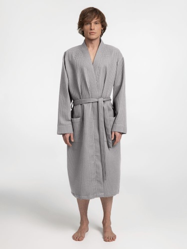 Халат вафельный Kimono, светло-серый фото 10