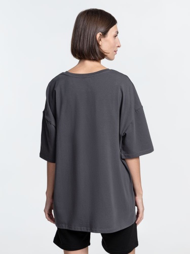 Футболка унисекс оверсайз Crosstown, темно-серая фото 3 Футболка унисекс оверсайз Crosstown, темно-серая фото 3