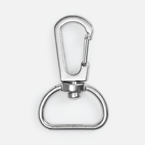 Застежка-карабин Snap hook, M, серебристая (хром) фото 2