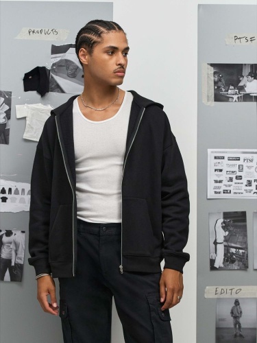 Толстовка унисекс на молнии Jelo, черная фото 4