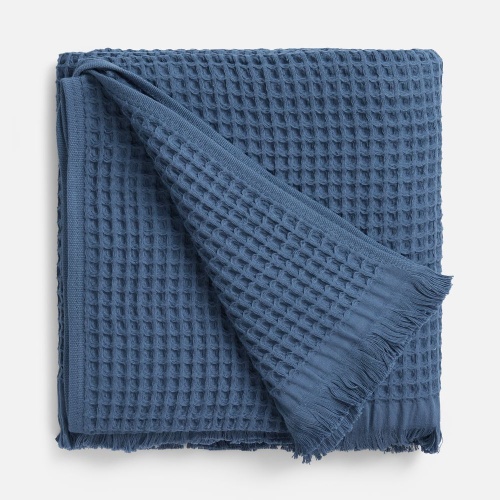 Плед вафельный Elenglect, темно-синий фото 3