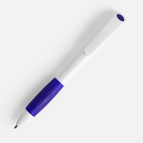 Ручка шариковая Grip, белая (молочная) с синим фото 3