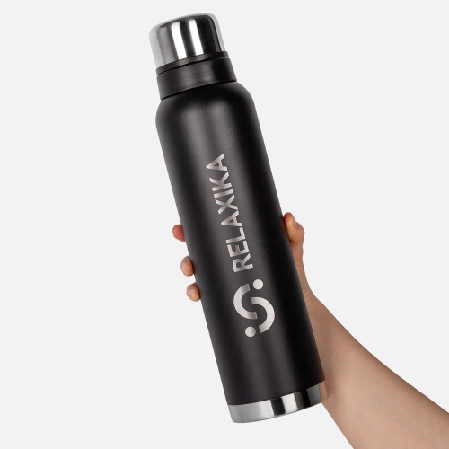 Термос Relaxika 1600 со стикерпаком, черный фото 4