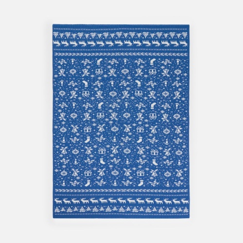 Плед Holidale, синий с молочным фото 3