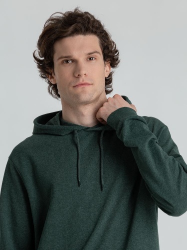 Толстовка с капюшоном унисекс Hoodie, темно-зеленый меланж фото 11