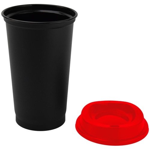 Стакан с крышкой Color Cap Black, черный с красным фото 3