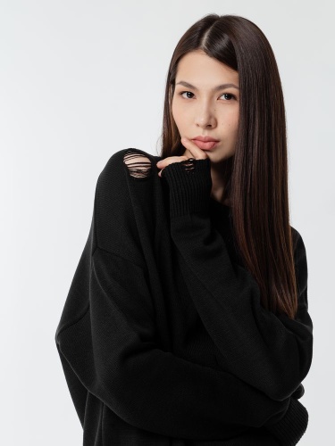 Джемпер оверсайз унисекс Grunge, черный фото 4