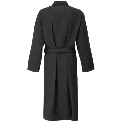 Халат вафельный Kimono, черный фото 3