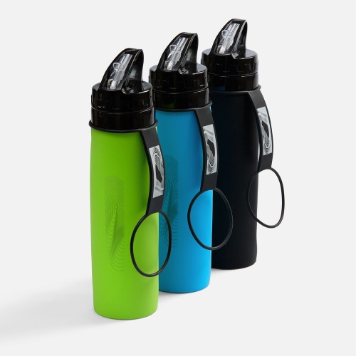 Складная бутылка для воды Langfossen, черная фото 4 Складная бутылка для воды Langfossen, черная фото 4