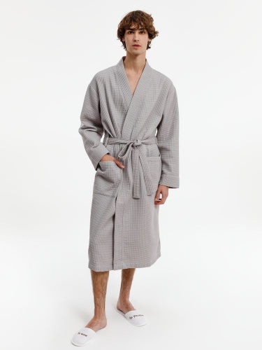 Халат вафельный Kimono, светло-серый фото 2 Халат вафельный Kimono, светло-серый фото 2