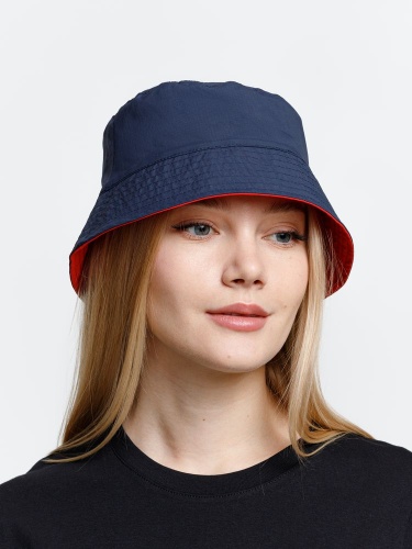 Панама Nylon двусторонняя, темно-синяя с красным фото 7
