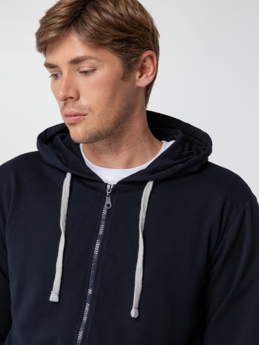 Толстовка на молнии с капюшоном Unit Siverga, темно-синяя фото 8