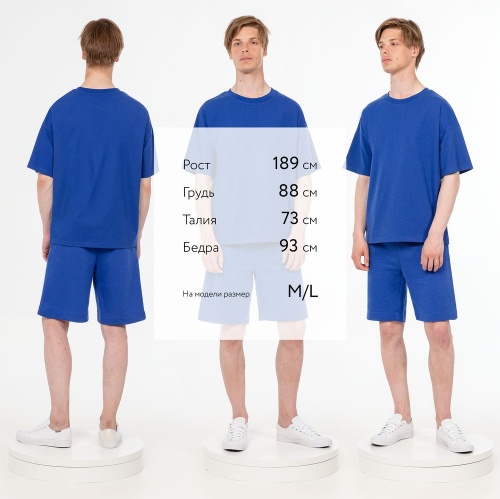 Футболка унисекс оверсайз T3, синяя фото 3 Футболка унисекс оверсайз T3, синяя фото 3